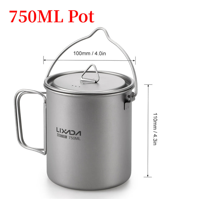 Titanium  Picnic Water Cup Coffee Pot Backpacking Cookware Camp