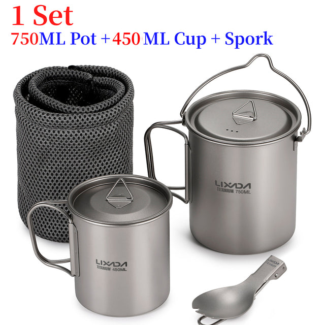 Titanium  Picnic Water Cup Coffee Pot Backpacking Cookware Camp